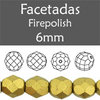 Cristal Checo - Facetada - 6mm - Matte Metallic Aztec Gold (25 Uds.)