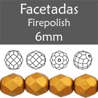 Cristal Checo - Facetada - 6mm - Matte Metallic Goldenrod (25 Uds.)