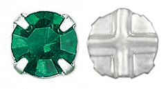 Cristal Checo Engastado - Extra Chaton Roses - ss30 - Emerald & Silver (6 Uds.)