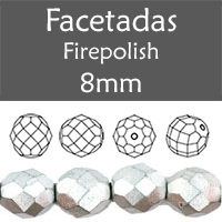Cristal Checo - Facetada - 8mm - Matte Metallic Silver (25 Uds.)