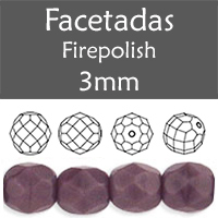 Cristal Checo - Facetada - 3mm - Opaque Purple (100 Uds.)