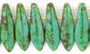 Cristal Checo - Daga 2 Hole - 5/16mm - Opaque Turquoise Picasso (25 Uds.)