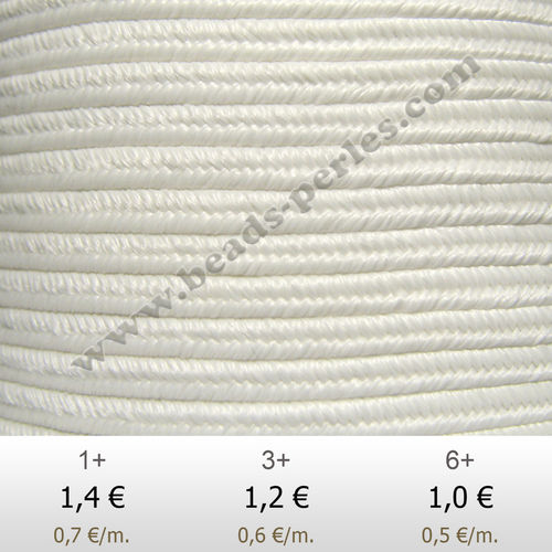 Textil - Soutache-Rayón - 3mm - Matte White (Blanco Mate) (2 metros)
