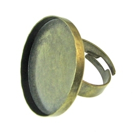 Fornitura - Base Anillo - 25mm - Aro ajustable - Bronce Antiguo (1 Uds.)
