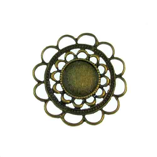 Fornitura - Base Camafeo - Ext:35x35mm - Int:12x12mm - Bronce Antiguo (2 Uds.)