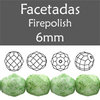 Cristal Checo - Facetada - 6mm - Marbled Opaque Prairie Green (25 Uds.)