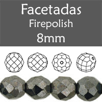 Cristal Checo - Facetada - 8mm - Hematite (25 Uds.)