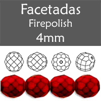 Cristal Checo - Facetada - 4mm - Snake Fire Red (100 Uds.)