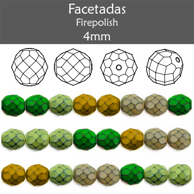 Cristal Checo - Facetada - 4mm - Mixnake 05 (100 Uds.)