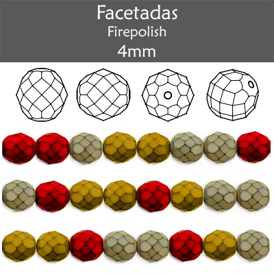 Cristal Checo - Facetada - 4mm - Mixnake 06 (100 Uds.)