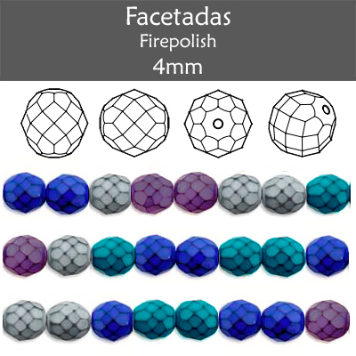 Cristal Checo - Facetada - 4mm - Mixnake 11 (100 Uds.)