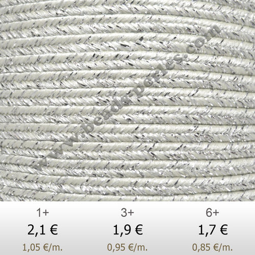 Textil - Soutache METALLICUM - 3mm - Argentum White (Blanco Argentum) (2 metros)