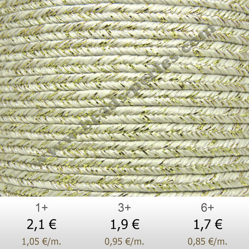 Textil - Soutache METALLICUM - 3mm - Aurum White (Blanco Aurum) (2 metros)