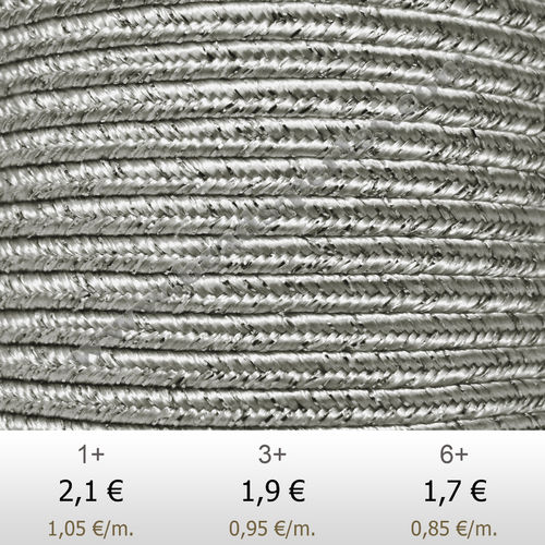 Textil - Soutache METALLICUM - 3mm - Argentum Britannia Silver (Plata Británica Argentum) (2 metros)