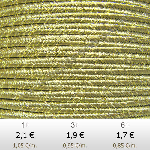 Textil - Soutache METALLICUM - 3mm - Aurum Pale Gold (Oro Pálido Aurum) (2 metros)