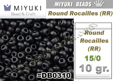 RR0401F - Miyuki - Rocalla - 15/0 - Matte Black (10 gramos)