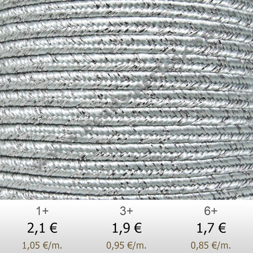 Textil - Soutache METALLICUM - 3mm - Argentum Sterling Silver (Plata Esterlina Argentum) (2 metros)