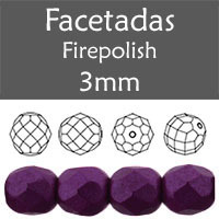 Cristal Checo - Facetada - 3mm - Metallic Suede Dark Purple (100 Uds.)