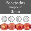 Cristal Checo - Facetada - 3mm - Coral Gold Marbled (100 Uds.)