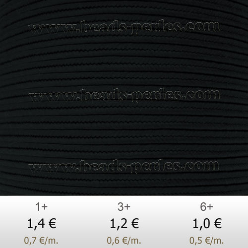 Textil - Soutache-Poliéster - 3mm - Satin Black (2 metros)