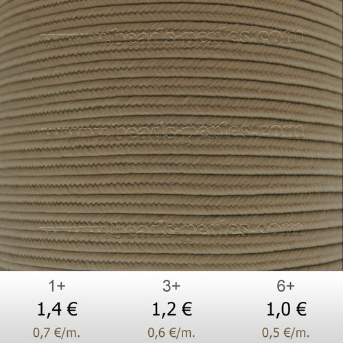 Textil - Soutache-Poliéster - 3mm - Warm Taupe (2 metros)