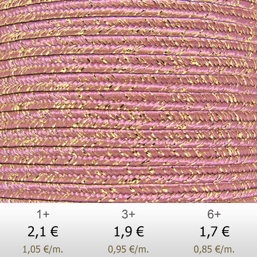 Textil - Soutache METALLICUM - 3mm - Aurum Pink (Rosa Aurum) (2 metros)