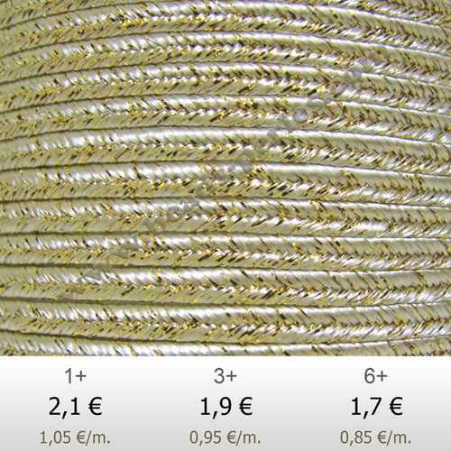 Textil - Soutache METALLICUM - 3mm - Aurum Cream (2 metros)