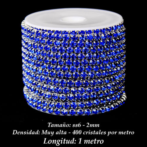 Cadena Cristal ss6 2mm - Sapphire (1 metro)