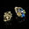 Caprichos - Bisutería - Pendientes Bouquet - Indigo+Peridot+Oro (1 Par)