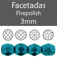 Cristal Checo - Facetada - 3mm - Saturated Metallic Shaded Spruce (100 Uds.)