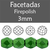 Cristal Checo - Facetada - 3mm - Saturated Metallic Kale (100 Uds.)