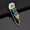 Fornitura - Broches - Imperdible - 78x21mm - Flores Azul Turquesa (1 Uds.)