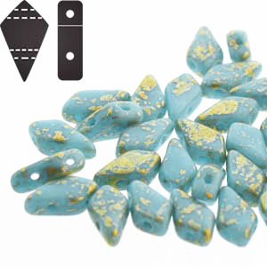 Cristal Checo - Kite Beads - 9x5mm - Gold Splash Turquoise (5 gr.)