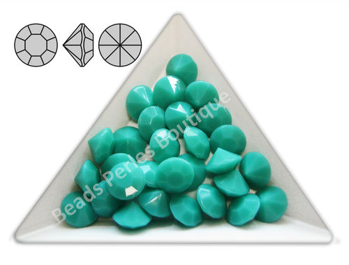 Cabuchón - Acrílico Pointback - Chaton 8 mm - Green Turquoise (6 Uds.)