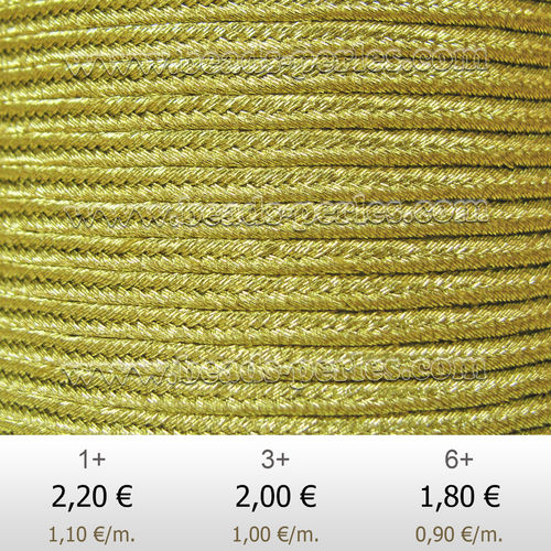 Textil - Soutache Metalizado - 3mm - Oro (2 metros)