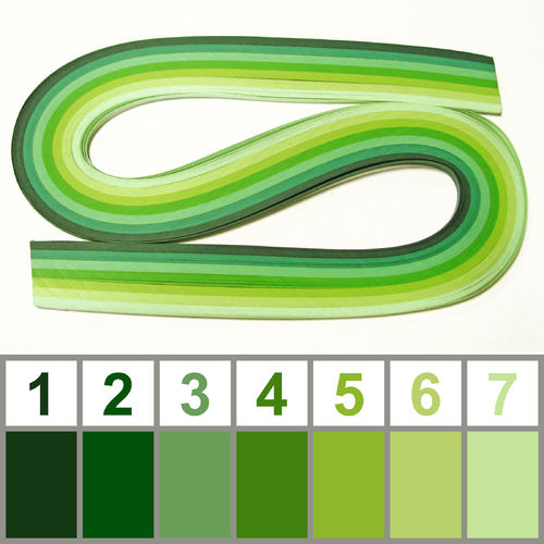Quilling - Tiras de papel - 3mm - 7 colores / 140 tiras - Tonos verdes (1 paquete)