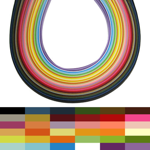Quilling - Tiras de papel LOW COST - 3mm - 36 colores / 180 tiras (1 paquete)