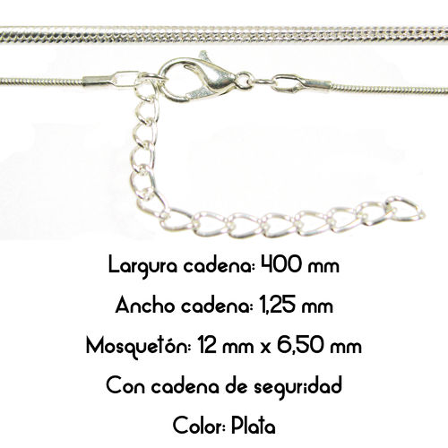 Fornitura - Cadena (cierre y seguridad) - Largo: 400mm Ancho: 1,25mm - Color Plata (1 Uds.)