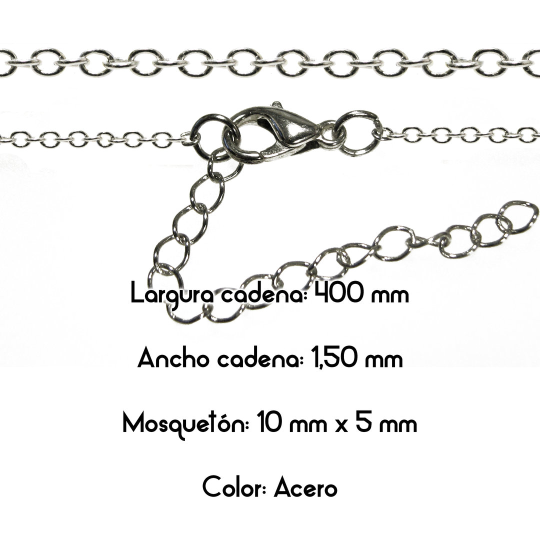 Fornitura - Cadena (cierre y seguridad) - Largo: 400mm Ancho: 1,5mm - Color Acero (1 Uds.)