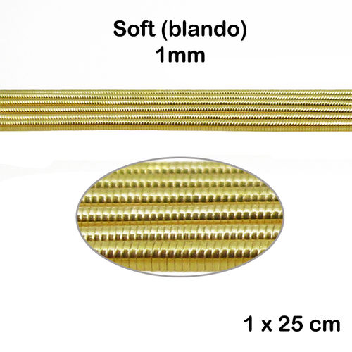 Alambre - French Wire SOFT / Canutillo de bordar BLANDO - 1mm - 1 pieza de 25cm - Color oro pálido