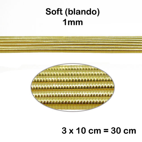 Alambre - French Wire SOFT / Canutillo de bordar BLANDO - 1mm - 3 piezas de 10cm - Color oro pálido