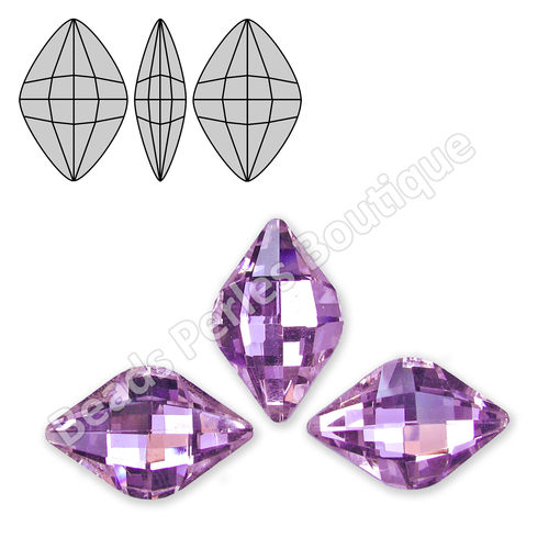 Cabuchón - Cristal Pointback - Rhombus Check 12X19mm - Violet (2 Uds.)