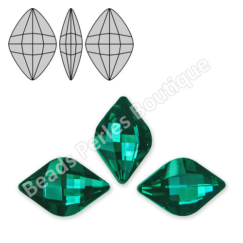 Cabuchón - Cristal Pointback - Rhombus Check 12X19mm - Emerald (2 Uds.)