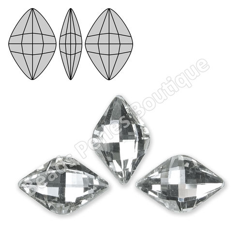 Cabuchón - Cristal Pointback - Rhombus Check 12X19mm - Crystal (2 Uds.)