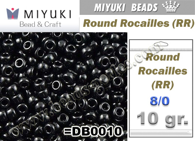 RR00401 - Miyuki - Rocalla - 8/0 - Opaque Black (10 gramos)