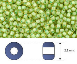 Toho - Rocalla - 11/0 - Inside Color Jonquil Mint Julep Lined (10 gramos)