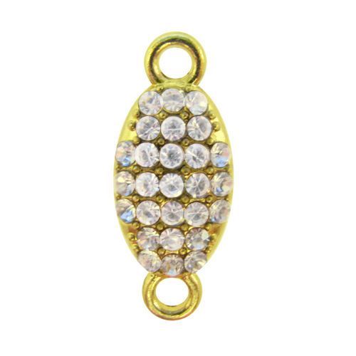 Conector - Strass - 23x9mm - Oro & Cristal (2 Uds.)