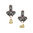 Fornitura - Pendiente Stud - 18x13mm - Color Oro Antiguo - Black Diamond (1 par)