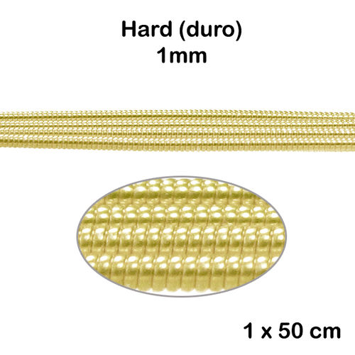 Alambre - French Wire HARD / Canutillo de bordar DURO - 1mm - 1 pieza de 50cm - Color oro pálido