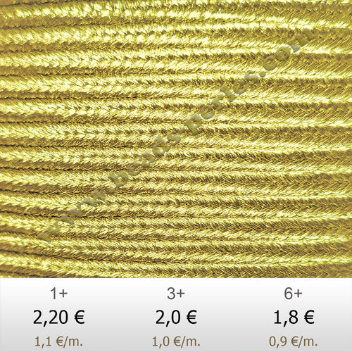Textil - Soutache Metalizado - 3mm - Pale Gold (2 metros)